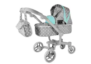 Kočík pre bábiku sivo-tyrkysový 6818