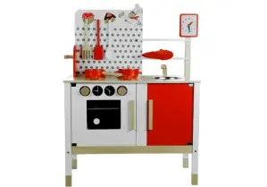 Drevená detská kuchynka Lucia červeno-hnedá