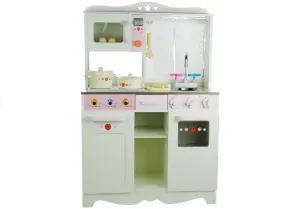 Drevená detská kuchynka Hanka bielo-ružová