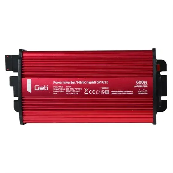 Menič napätia GETI GPI 612 12V/230V 600W USB 