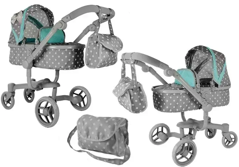 Kočík pre bábiku sivo-tyrkysový 6818