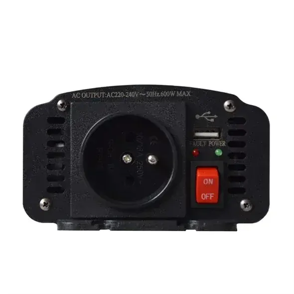 Menič napätia GETI GPI 612 12V/230V 600W USB 