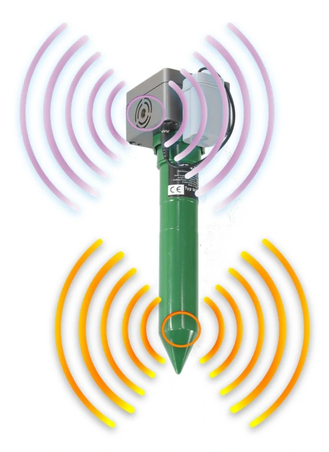 Profesionálny odpudzovač potkanov - dvojitý, vibračný + ultrazvuk